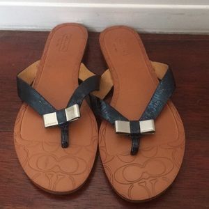 Turquoise and silver Coach sandals